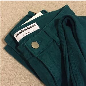 American apparel denim jeans in hunter green color